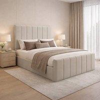 Desire Deco Luxury Eleanor Storage Bed Frame, Single, Double, King, Super King in Light Beige | Size: Small Double