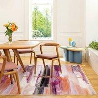 Kukoon Pink & Cream Multi Colour Abstract Machine Washable Soft Area Rug | Size: 60 cm x 240 cm