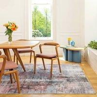 Kukoon Blue Pink Multi Colour Abstract Machine Washable Soft Area Rug | Size: 120 cm x 170 cm