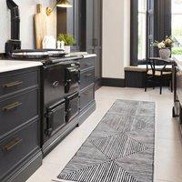 Kukoon Black & White Geometric Abstract Washable Long Hallway Runner Rug | Size: 60 cm x 240 cm