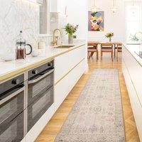 Kukoon Ivory Distressed Liquid Repellent Washable Long Hallway Runner Rug | Size: 60 cm x 240 cm