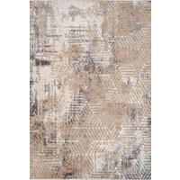 Kukoon Greige Distressed Abstract Geometric Motif Rug in Beige | Size: 190 cm x 280 cm