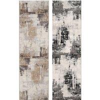 Kukoon Silver Grey Modern Contemporary Abstract Long Hallway Runner Rug 60cm x 240cm | Size: 60 cm x 240 cm