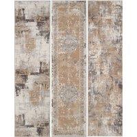 Kukoon Beige Abstract, Vintage or Geometric Extra Long Floor Runner Rug 60cm x 240cm | Size: 60 cm x 240 cm