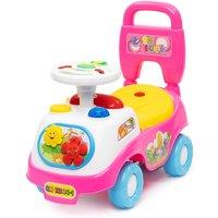 Hillington Baby Ride On Car Walker Pink with Horn Sounds & Storage in Baby Pink
