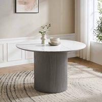 Modish Furnishing Lucas Grey Round Dining Table With White Ceramic Top