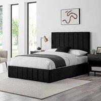 Modish Furnishing Leo Black Velvet Ottoman Storage Bed | Size: King