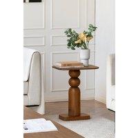 MH London Solid Mango Wood Sculptural Side Table, Bedside End Table for Living Room & Bedroom - Vita in Walnut