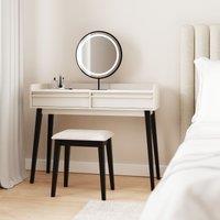 GFW Phoebe Dressing Table with LED Mirror & Stool in Natural