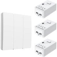 ENER-J Kinetic Wireless 3 Gang Smart Light Switch Kit White 5A WiFi