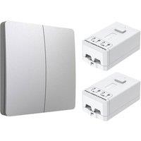 ENER-J 2 Gang Wireless Kinetic Switch & Two 500W RF Receivers in Silver