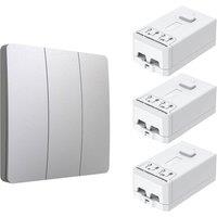 ENER-J 3 Gang Wireless Kinetic Switch & 3 Receivers 500W Silver
