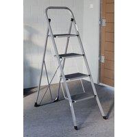 Home Discount Home Vida 4 Step Folding Ladder With Anti-Slip Mat in Grey