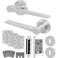AFIT Satin Fire Door Handle Key Lock Set Satin Nickel Internal Lock Hinges in Silver | Size: 150mm x 150mm