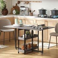 HOMCOM Folding Dining Table, Drop Leaf Table with Open Compartments in Grey