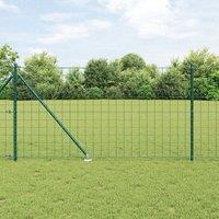 Berkfield Home Euro Fence with 13 Spike Posts 1x25 m Galvanised Steel Green in Silver