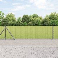 Berkfield Home Euro Fence with 13 Flanged Posts 0.4x25 m Galvanised Steel in Silver