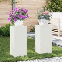 Berkfield Home Outdoor Plant Stands set of 2 in white, 24x24x55 cm, Steel in White | Size: 24 x 24 x 55 cm