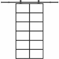 Berkfield Home Sliding Door with Hardware Set 102x205 cm ESG Glass&Aluminium in Black