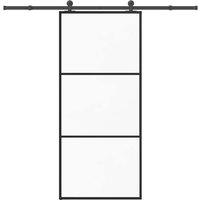 Berkfield Home Sliding Door with Hardware Set 90x205 cm ESG Glass&Aluminium in Black
