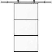 Berkfield Home Sliding Door with Hardware Set 102x205 cm ESG Glass&Aluminium in Black