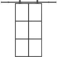 Berkfield Home Sliding Door with Hardware Set 102x205 cm ESG Glass&Aluminium in Black