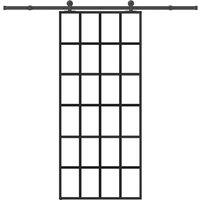 Berkfield Home Sliding Door with Hardware Set 90x205 cm ESG Glass&Aluminium in Black