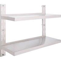 Berkfield Home 2-Tier Floating Wall Shelf Stainless Steel 100x30 cm in Grey
