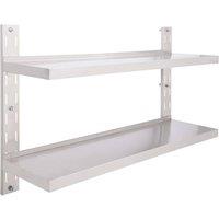 Berkfield Home 2-Tier Floating Wall Shelf Stainless Steel 120x30 cm in Grey