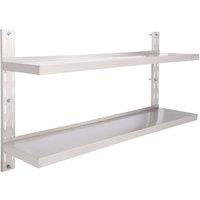 Berkfield Home 2-Tier Floating Wall Shelf Stainless Steel 150x30 cm in Grey