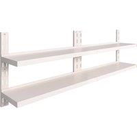 Berkfield Home 2-Tier Floating Wall Shelves 2 pcs Stainless Steel 240x30 cm in Grey