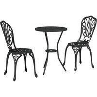 Berkfield Home 3-Piece Garden Bistro Set in Black Cast Aluminum