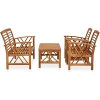 Berkfield Home 4 Piece Garden Lounge Set Solid Acacia Wood in Brown