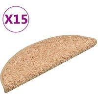 Berkfield Home Carpet Stair Treads 15 pcs Gold 56x17x3 cm in Light Beige | Size: Medium