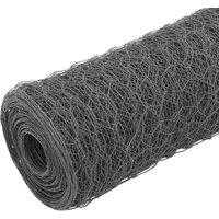 Berkfield Home Chicken Wire Fence Steel with PVC Coating 25x1.5 m Grey