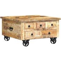 Berkfield Home Coffee Table Rough Mango Wood 70x70x40 cm in Brown | Size: 70 x 70 x 40 cm