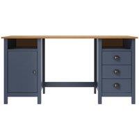 Berkfield Home Desk Hill Grey 150x50x74 cm Solid Pine Wood in Dark Blue | Size: 150 x 50 x 74 cm