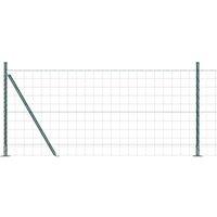 Berkfield Home Euro Fence with 13 Flanged Posts 1x25 m Galvanised Steel in Green