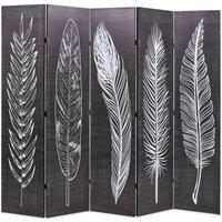 Berkfield Home Folding Room Divider 200x170 cm Feathers Black & White