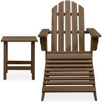 Berkfield Home Garden Adirondack Chair with Ottoman&Table Solid Fir Wood Brown