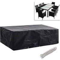 Berkfield Home Garden Furniture Covers 2pcs 8 Person Poly Rattan 300x140 cm in Black