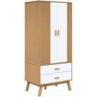 Berkfield Home Wardrobe OLDEN White & Brown 76.5x53x172 cm Solid Wood Pine