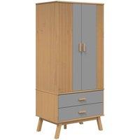 Berkfield Home Wardrobe OLDEN Grey & Brown 76.5x53x172 cm Solid Wood Pine