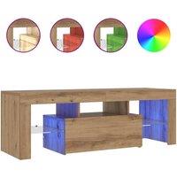 Berkfield Home TV Cabinet with LED Lights Artisan Oak 120x36.5x40 cm Engineered Wood in Brown