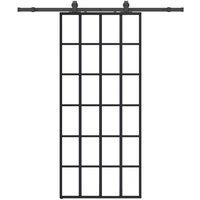 Berkfield Home Sliding Door with Hardware Set Black 90x205 cm ESG Glass