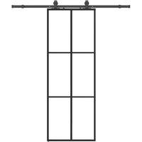 Berkfield Home Sliding Door with Hardware Set Black 76x205 cm ESG Glass