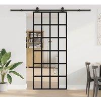Berkfield Home Sliding Door with Hardware Set 90x205 cm ESG Glass&Aluminium in Black