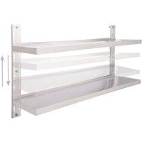 Berkfield Home Durable 2-Tier Floating Wall Shelf Stainless Steel 150x30 cm in Grey