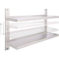 Berkfield Home Durable 2-Tier Floating Wall Shelf Stainless Steel 120x30 cm in Grey