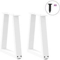 Berkfield Home Modern Dining Table Legs V-Shape 2 pcs White 28x(42-43.3) cm Steel